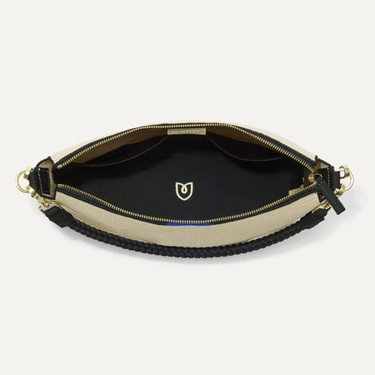 Rothys The Daily Crossbody in Black and White Raffia-Knit