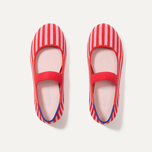 Rothys The Kids Mary Jane in Cherry Stripe
