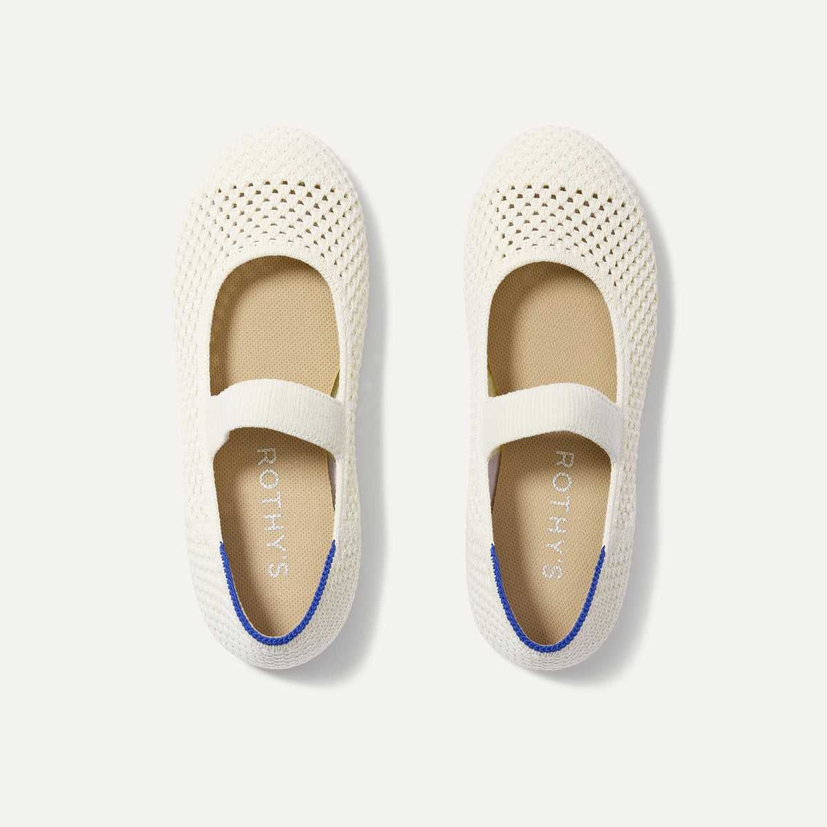 Rothys The Kids Mary Jane in White Open-Knit