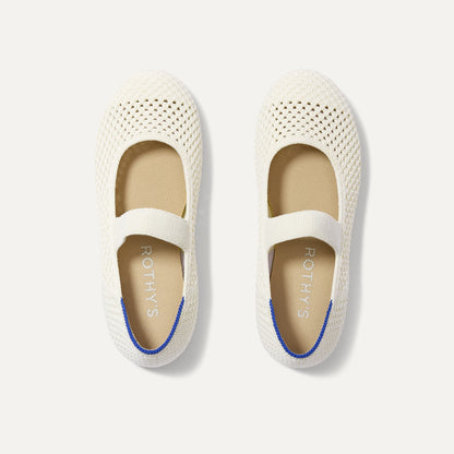 Rothys The Kids Mary Jane in White Open-Knit
