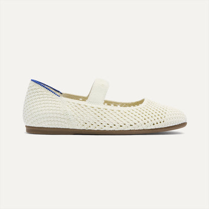 Rothys The Kids Mary Jane in White Open-Knit