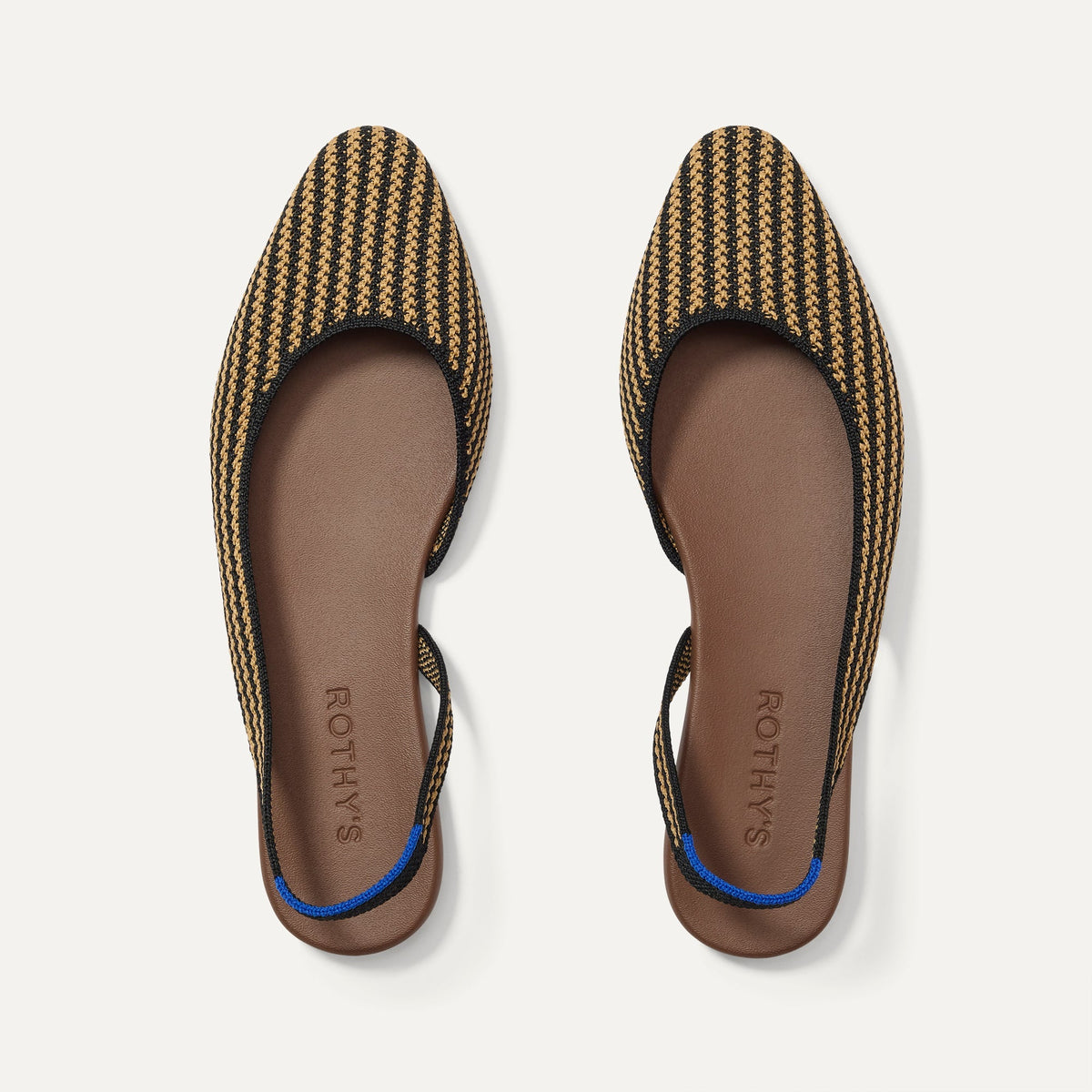 Rothys The Almond Slingback in Butterscotch Stripe