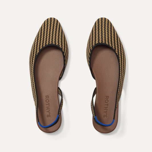 Rothys The Almond Slingback in Butterscotch Stripe