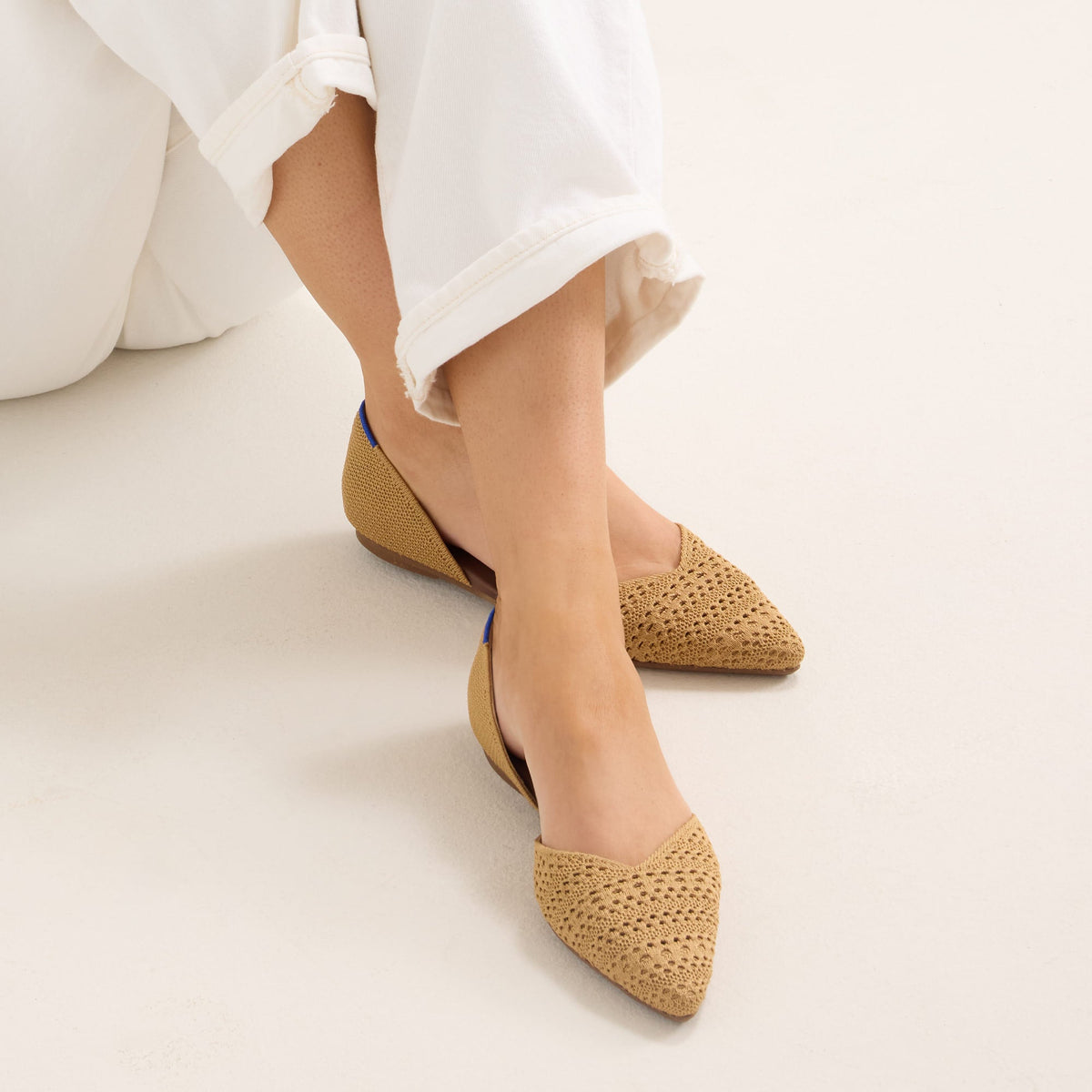Rothys The D'Orsay Point in Camel Crochet