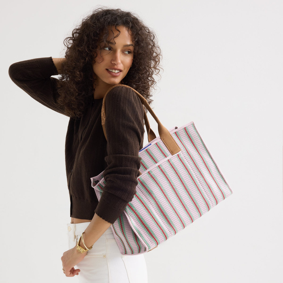 Rothys The Classic Tote in Watermelon Market Stripe