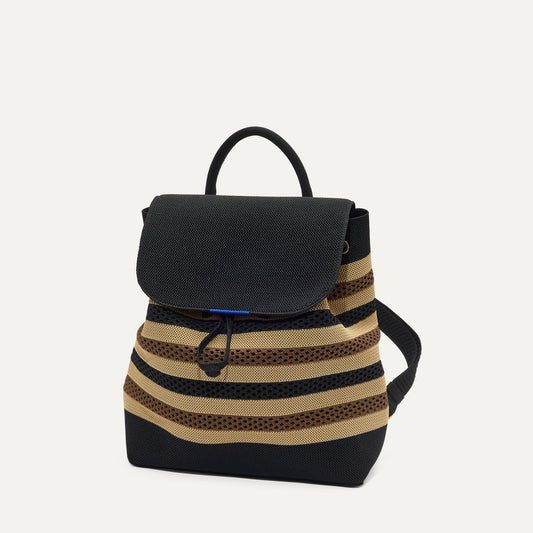 Rothys The Cinch Backpack in Mocha Stripe Crochet