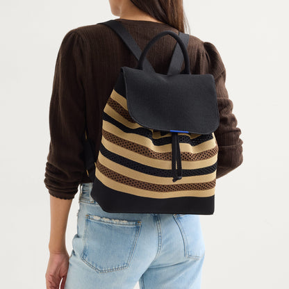 Rothys The Cinch Backpack in Mocha Stripe Crochet