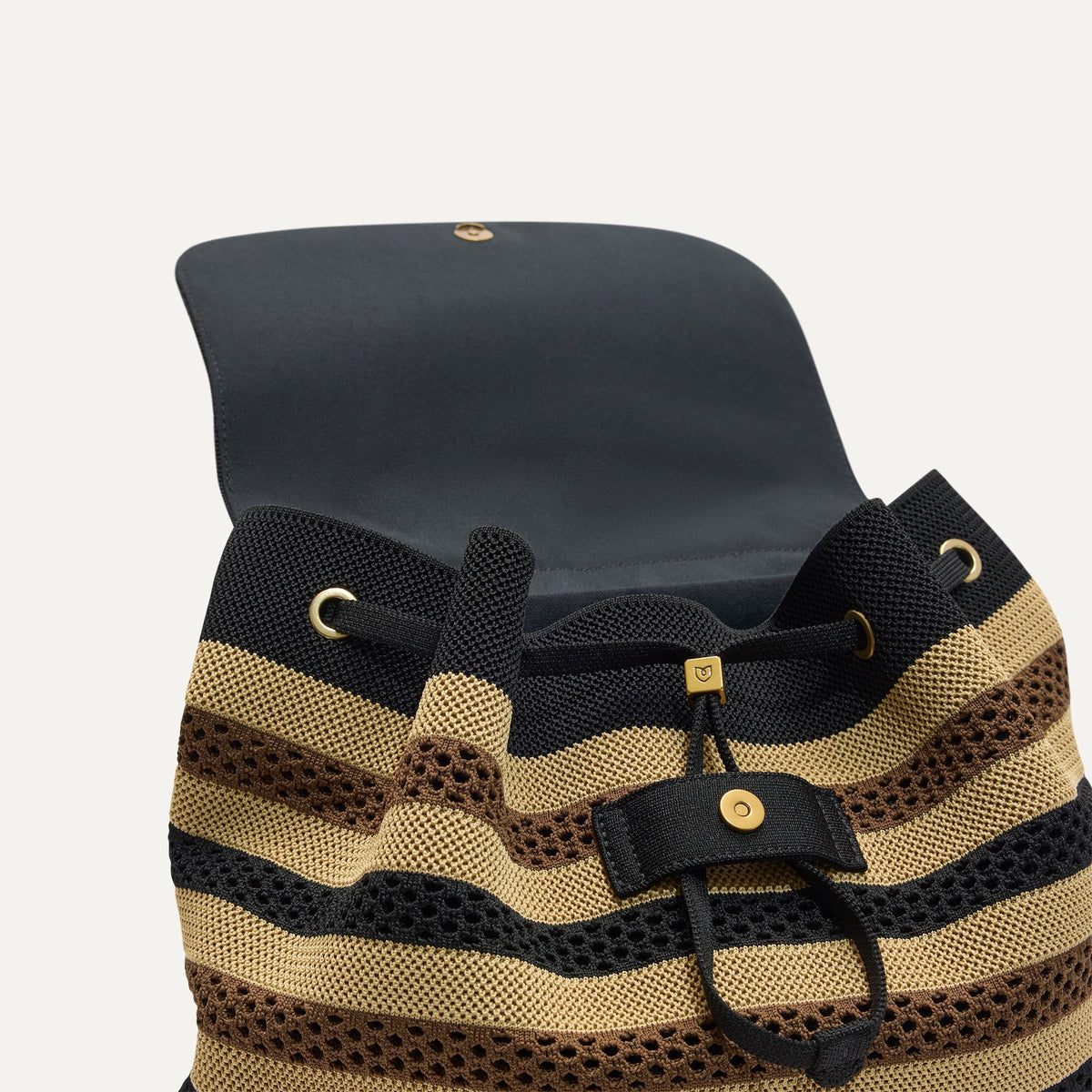 Rothys The Cinch Backpack in Mocha Stripe Crochet