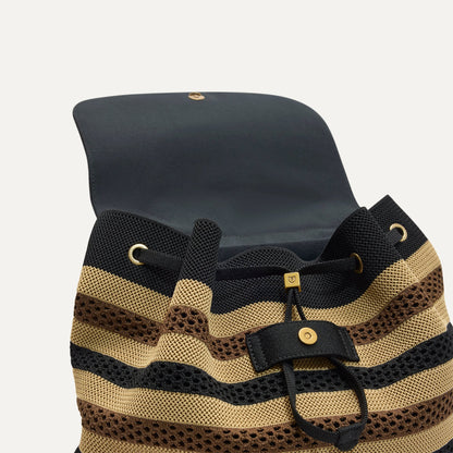Rothys The Cinch Backpack in Mocha Stripe Crochet