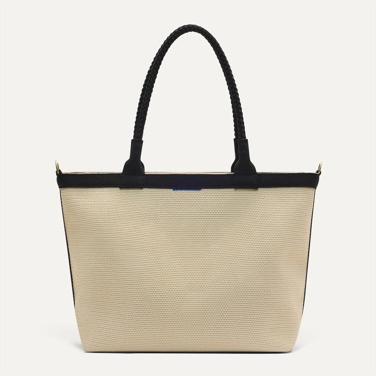 Rothys The Lightweight Zipper Tote in Black and White Raffia-Knit