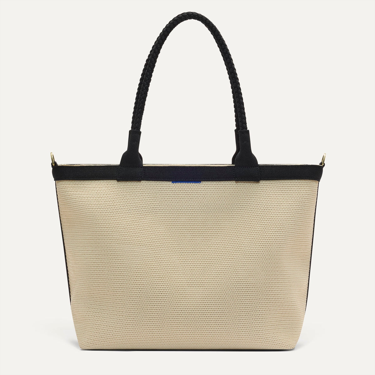Rothys The Lightweight Zipper Tote in Black and White Raffia-Knit