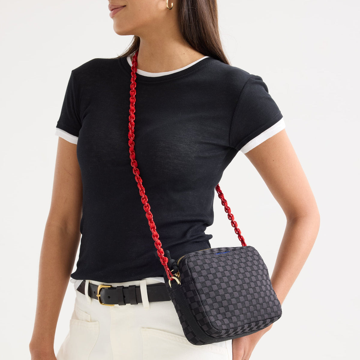 Rothys Crossbody Strap in Scarlet Chain-Knit