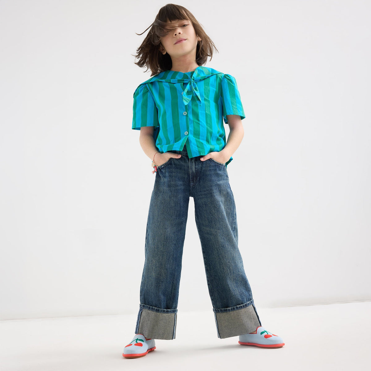 Rothys The Mini Loafer in Cherry Blue