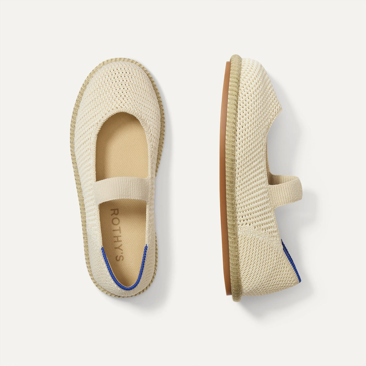 Rothys Girls' Mini Mary Jane in Opal Raffia-Knit