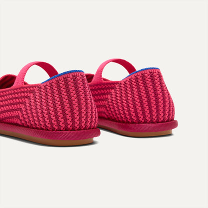 Rothys Girls' Mini Mary Jane in Raspberry Stripe