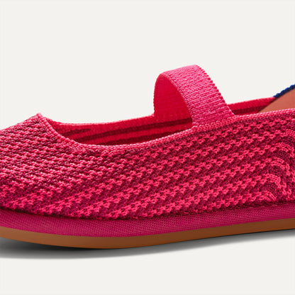 Rothys Girls' Mini Mary Jane in Raspberry Stripe