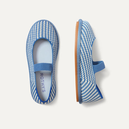 Rothys Girls' Mini Mary Jane in Blueberry Stripe