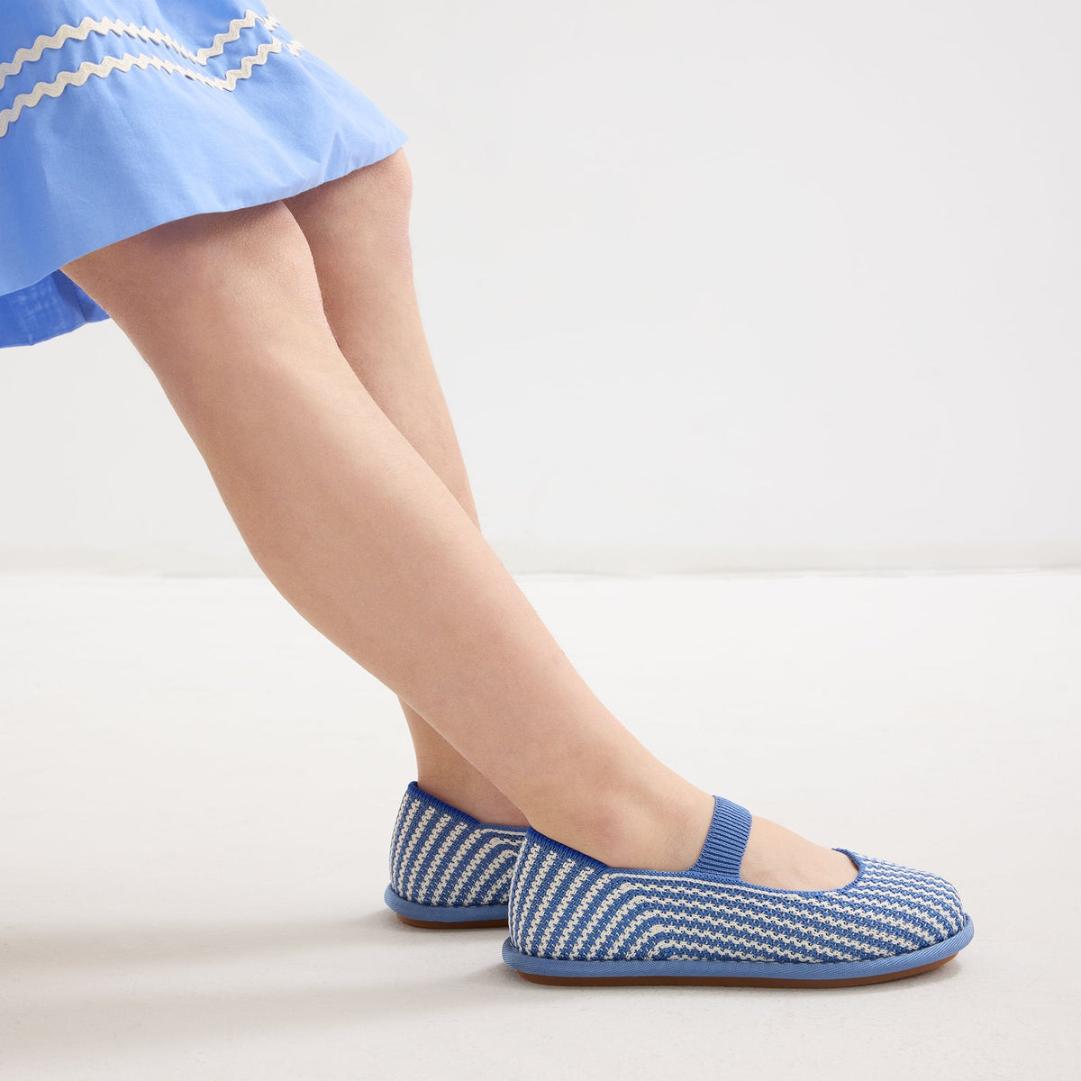Rothys Girls' Mini Mary Jane in Blueberry Stripe
