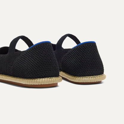 Rothys Girls' Mini Mary Jane in Black Raffia-Knit