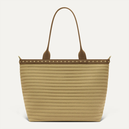 Rothys The Lightweight Zipper Tote in Brown Butter Crochet