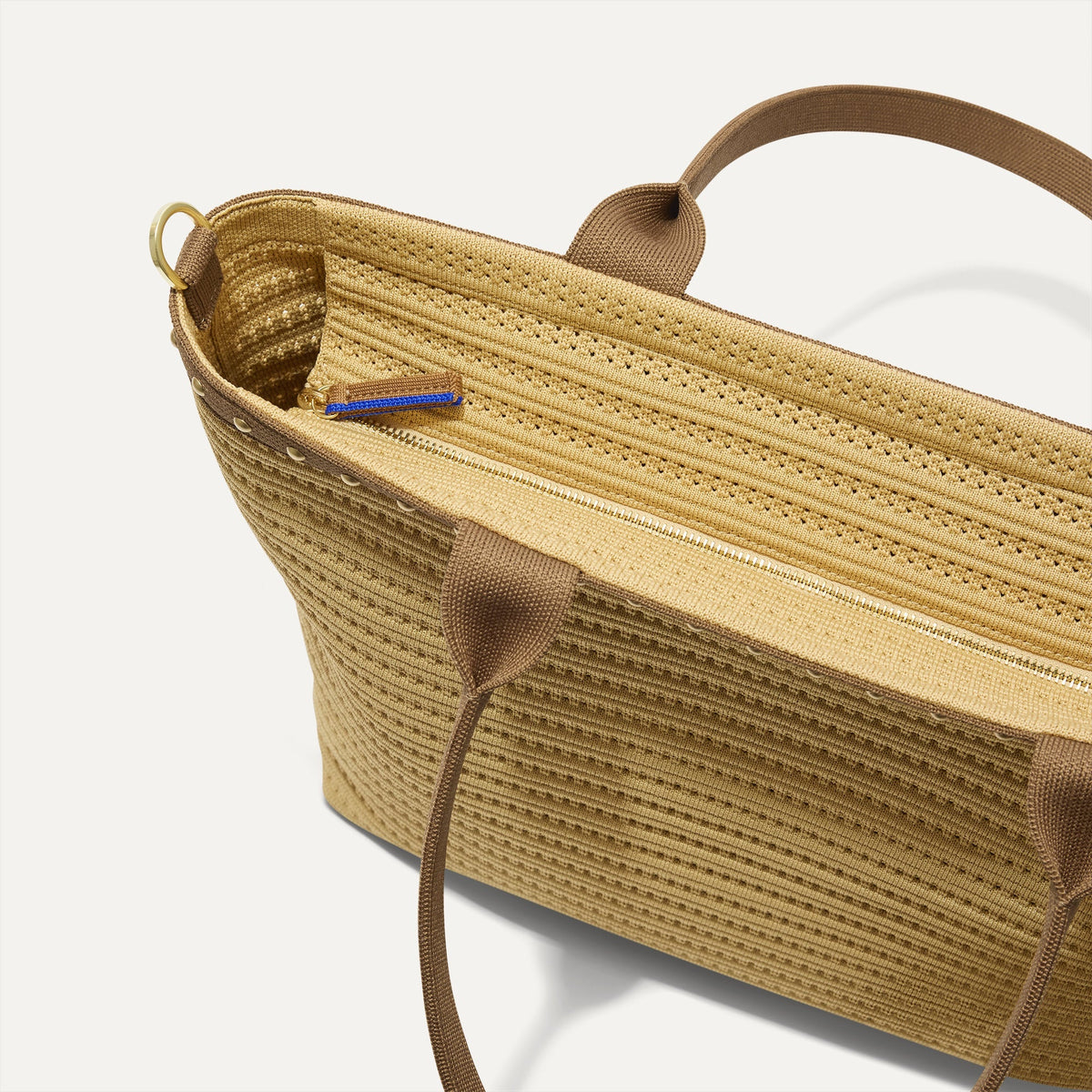 Rothys The Lightweight Zipper Tote in Brown Butter Crochet
