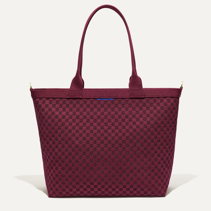 Rothys The Lightweight Zipper Tote in Cabernet Check