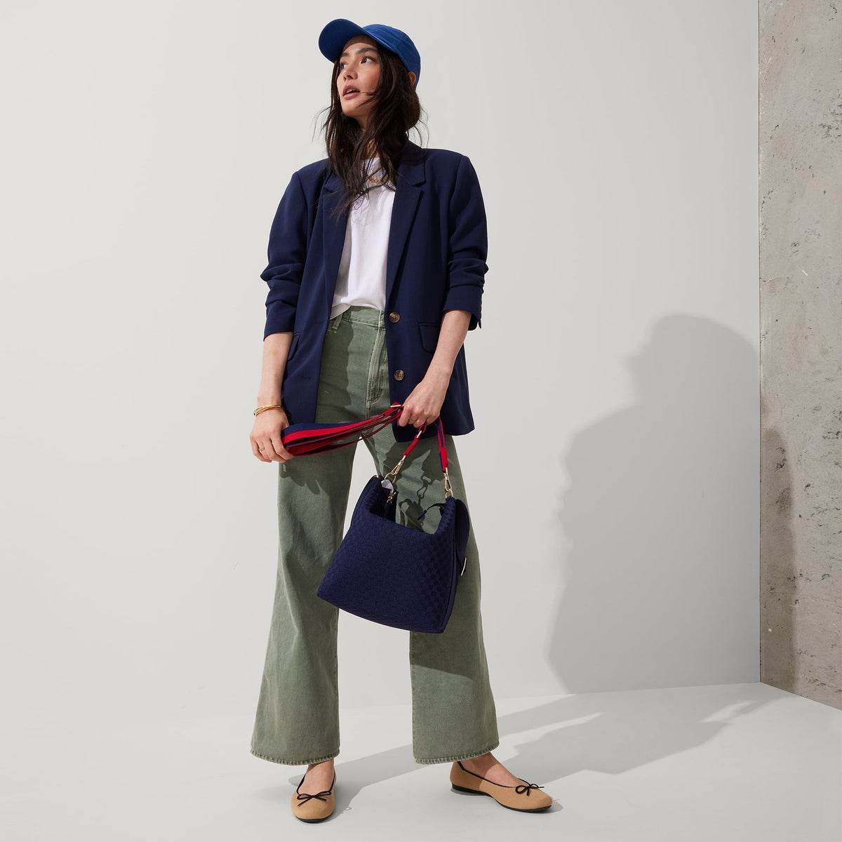 Rothys Crossbody Strap in Navy and Red