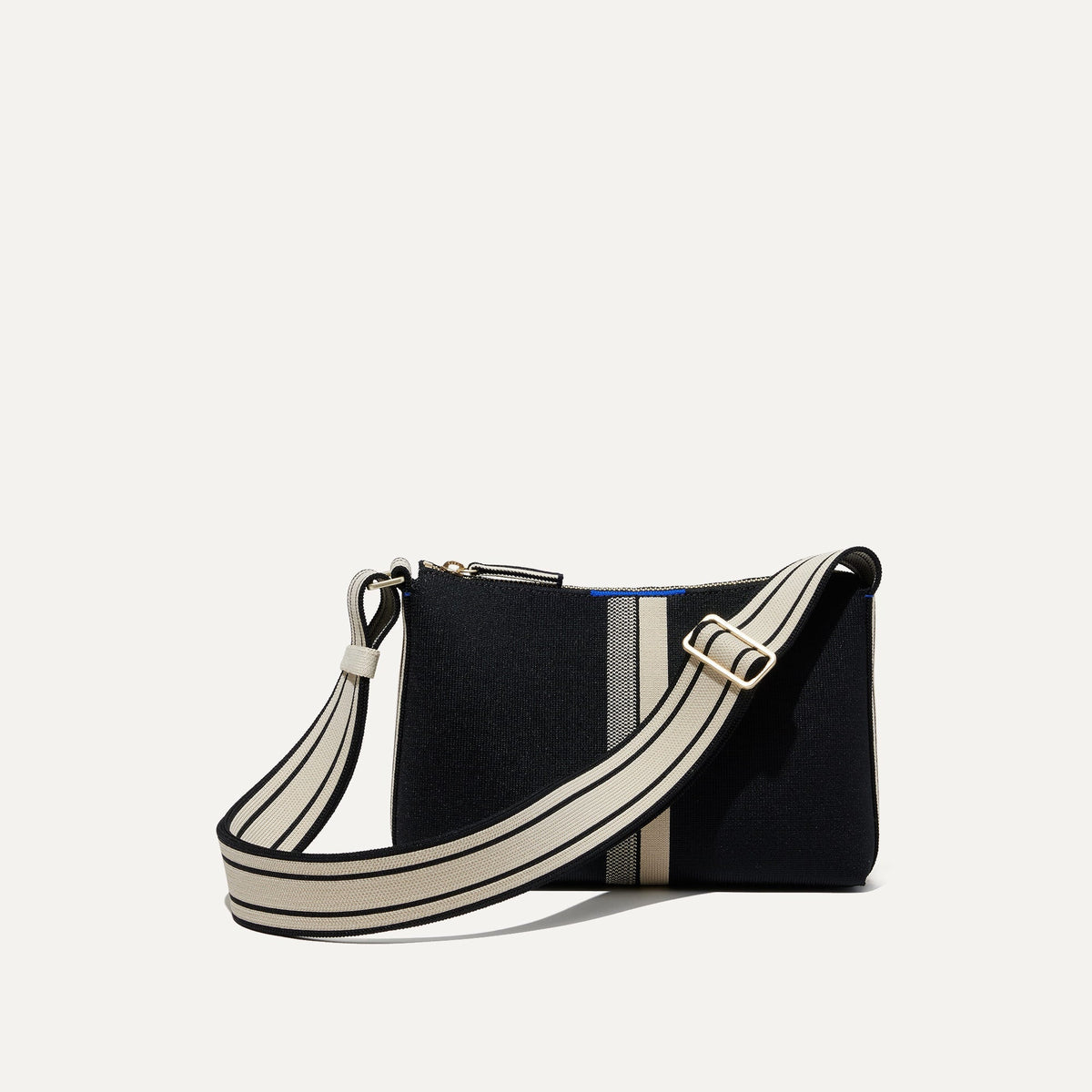Rothys The Casual Crossbody in Black and Ivory Stripe