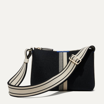Rothys The Casual Crossbody in Black and Ivory Stripe