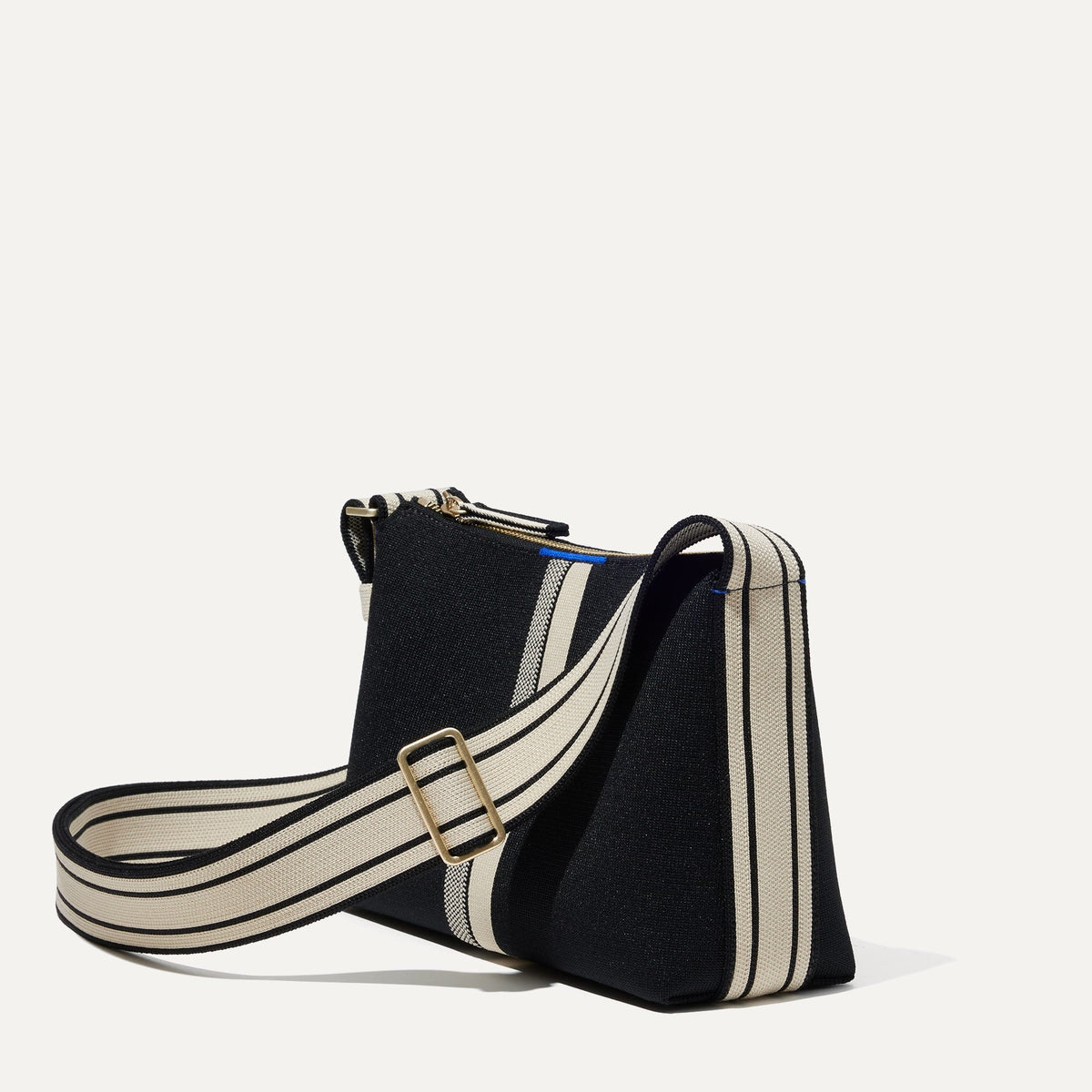 Rothys The Casual Crossbody in Black and Ivory Stripe