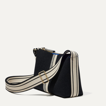 Rothys The Casual Crossbody in Black and Ivory Stripe