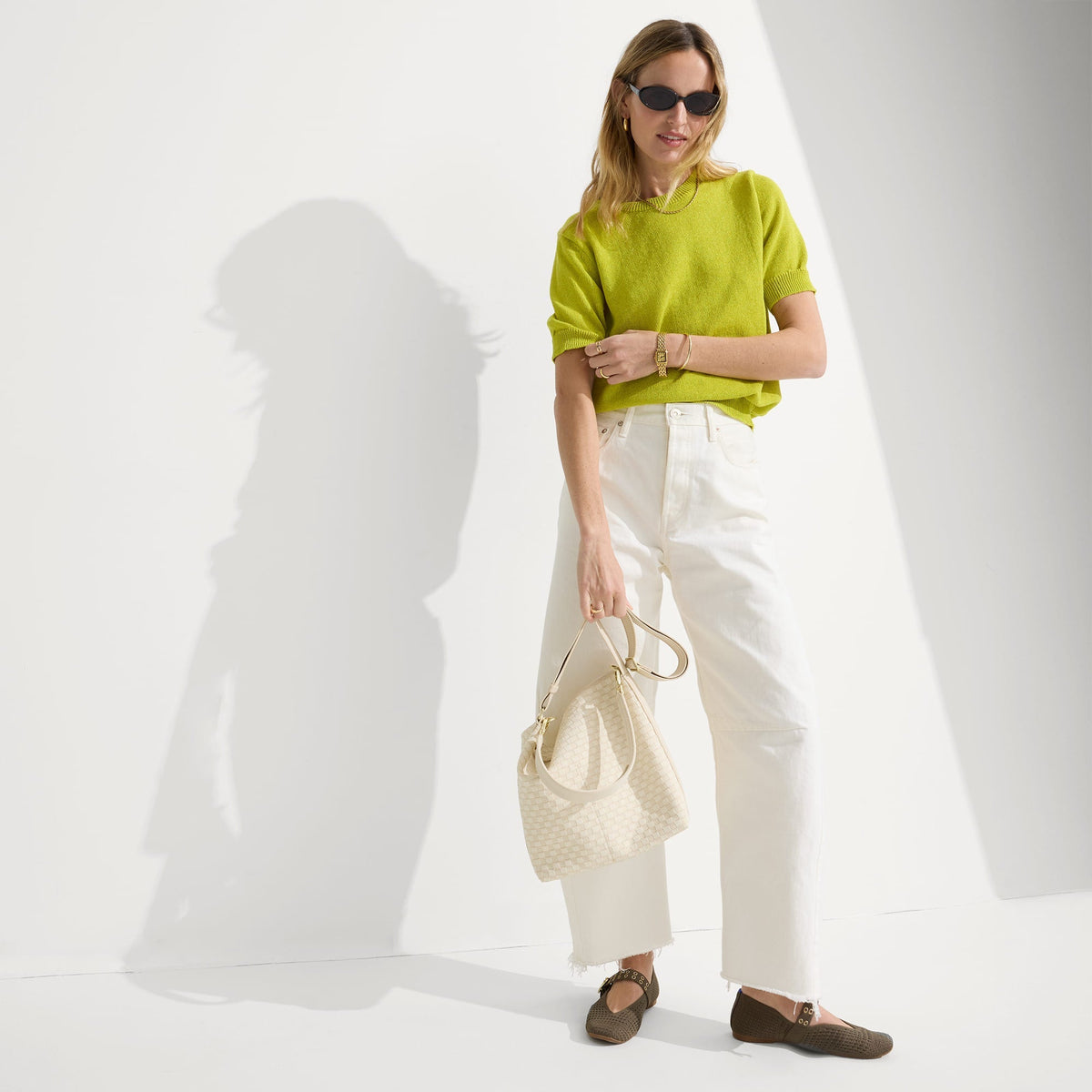 Rothys The Mini Zip Bucket in White Sand