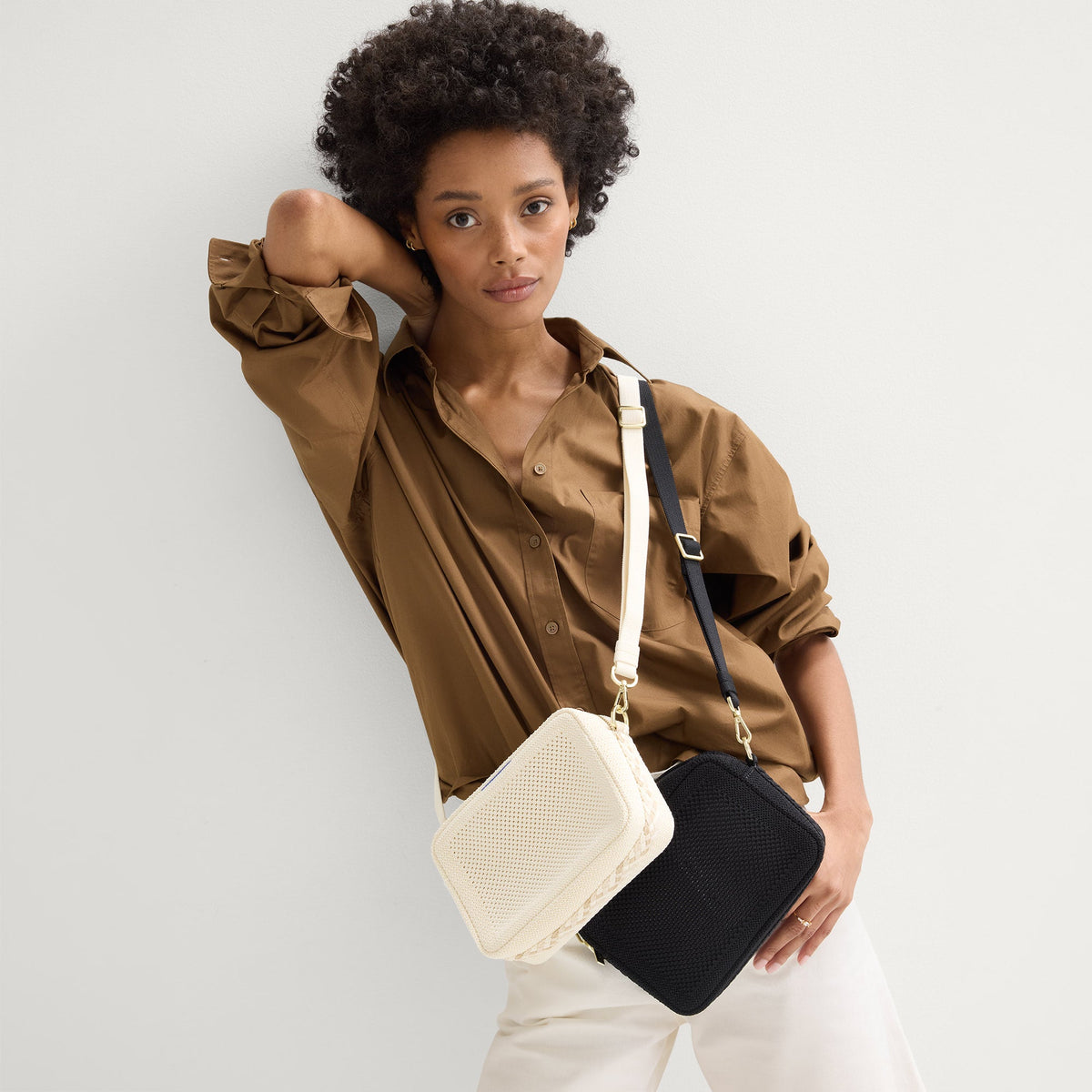 Rothys The Crossbody Camera Bag in Cream Twist Open-Knit