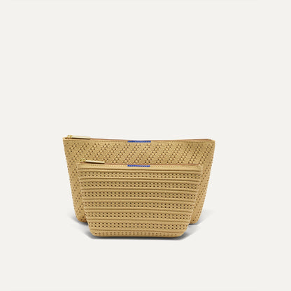Rothys The Travel Pouch Set in Brown Butter Crochet