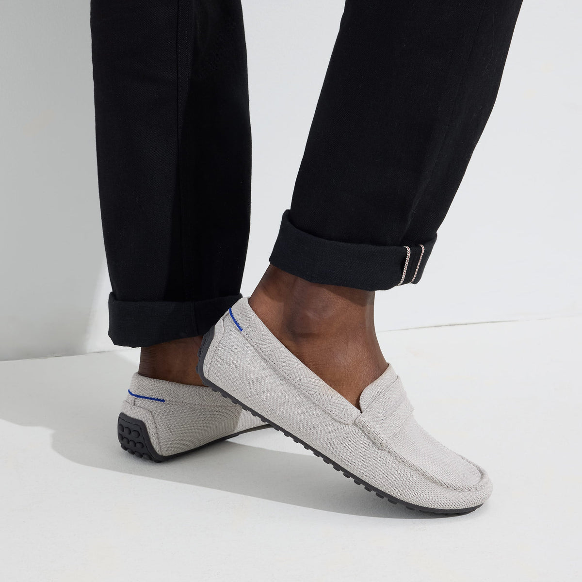 Rothys The Driving Loafer in Light Grey Herringbone for Men