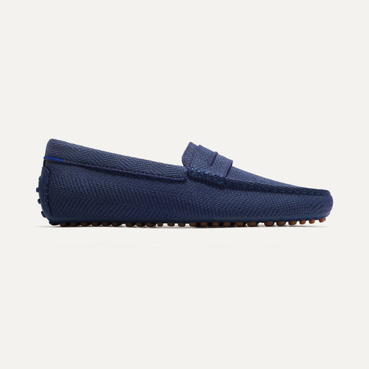 Rothys The Driving Loafer in Navy Herringbone for Men