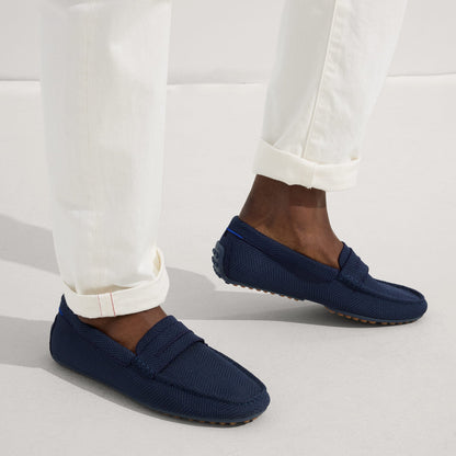 Rothys The Driving Loafer in Navy Herringbone for Men