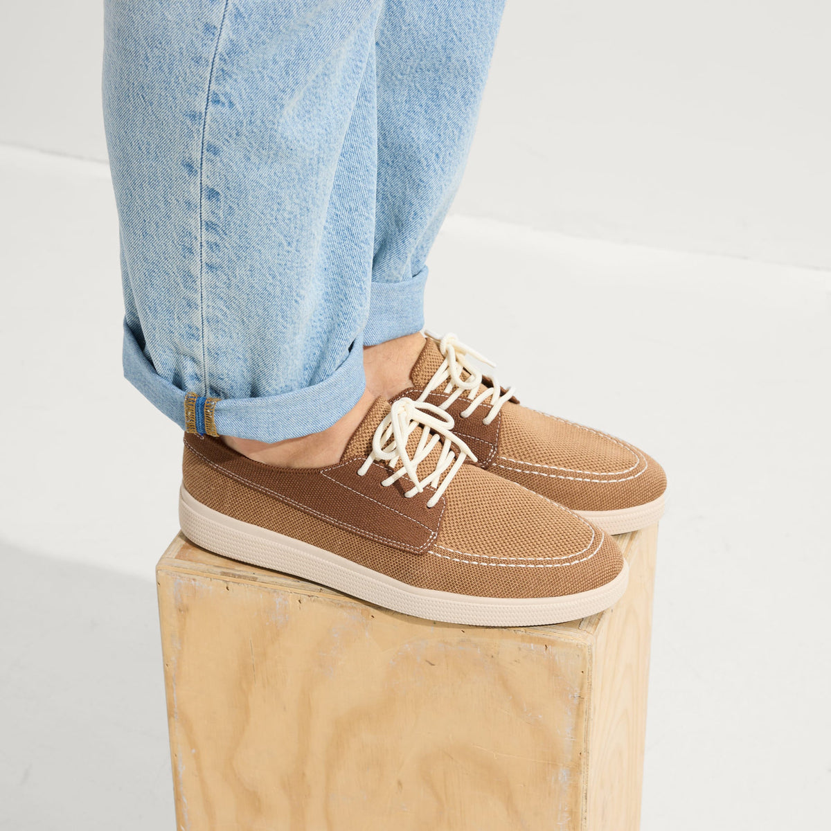 Rothys The Ravello Boat Shoe in Nautical Brown