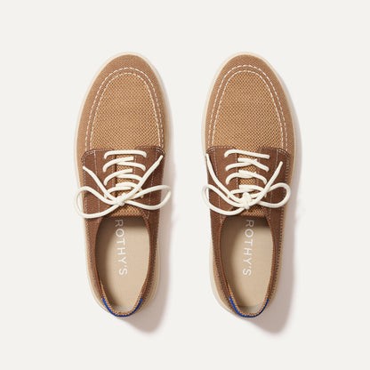 Rothys The Ravello Boat Shoe in Nautical Brown