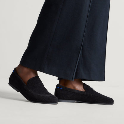 Rothys Men's Ravello Penny Loafer in ReVelvet™ Black