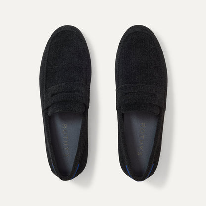 Rothys Men's Ravello Penny Loafer in ReVelvet™ Black