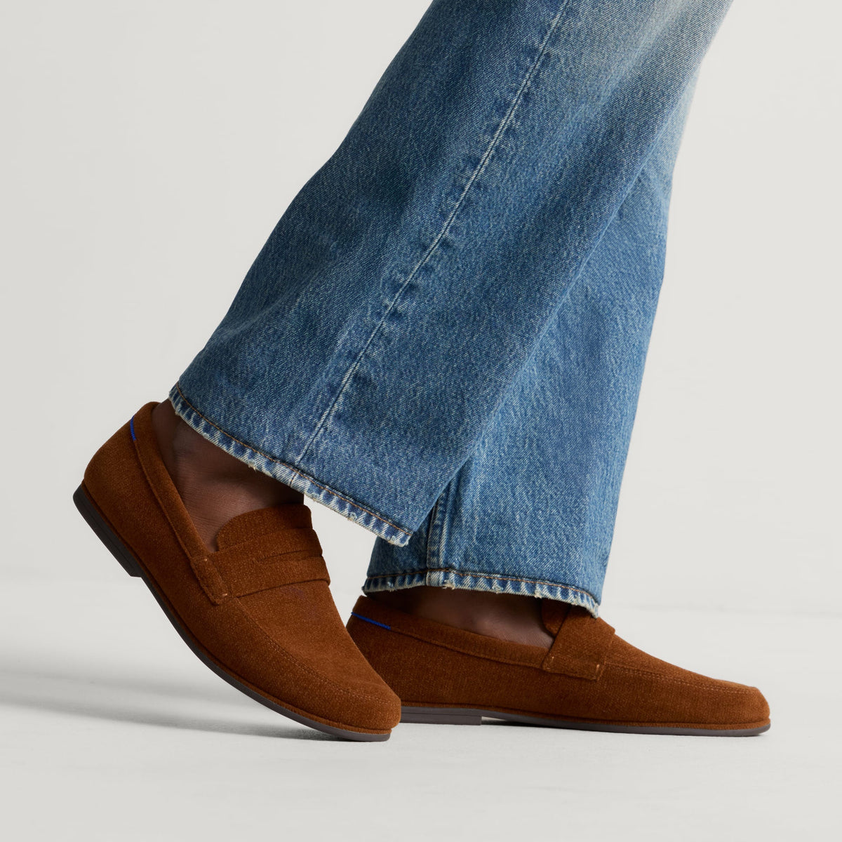 Rothys Men's Ravello Penny Loafer in ReVelvet™ Russet