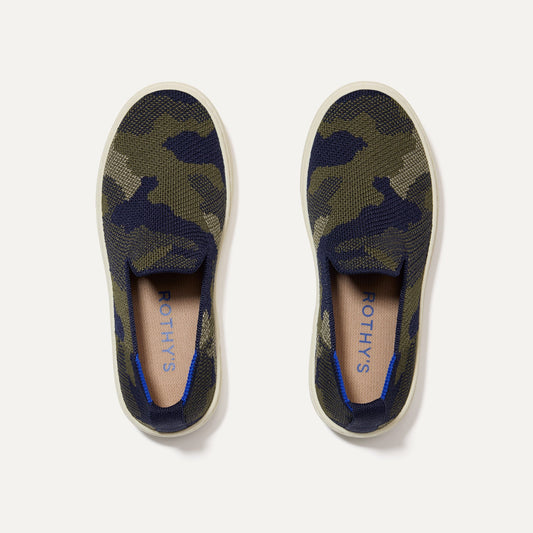 Rothys The Kids Sneaker in Spruce Camo
