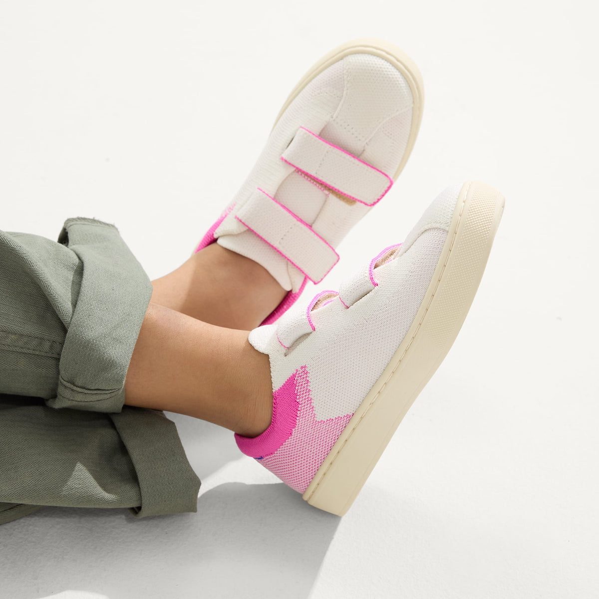 Rothys The Kids Strap Sneaker in Pink Taffy