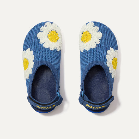Rothys The Kids Clog in Indigo Daisy