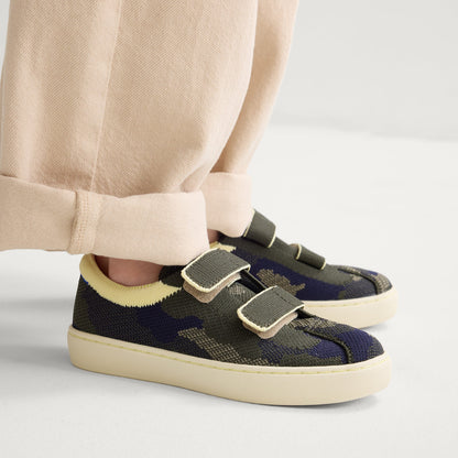 Rothys The Kids Strap Sneaker in Spruce Camo
