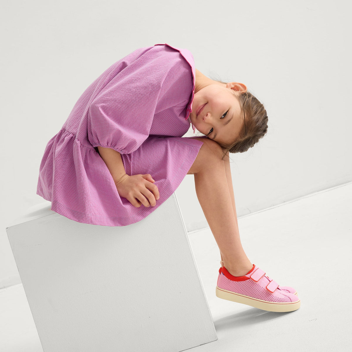 Rothys The Kids Strap Sneaker in Tutu Open-Knit