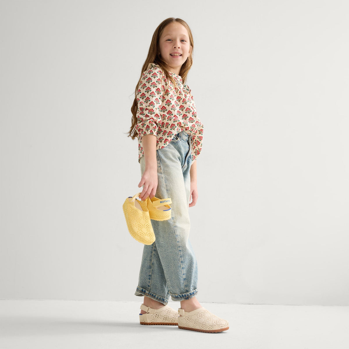 Rothys The Kids Clog in White Crochet