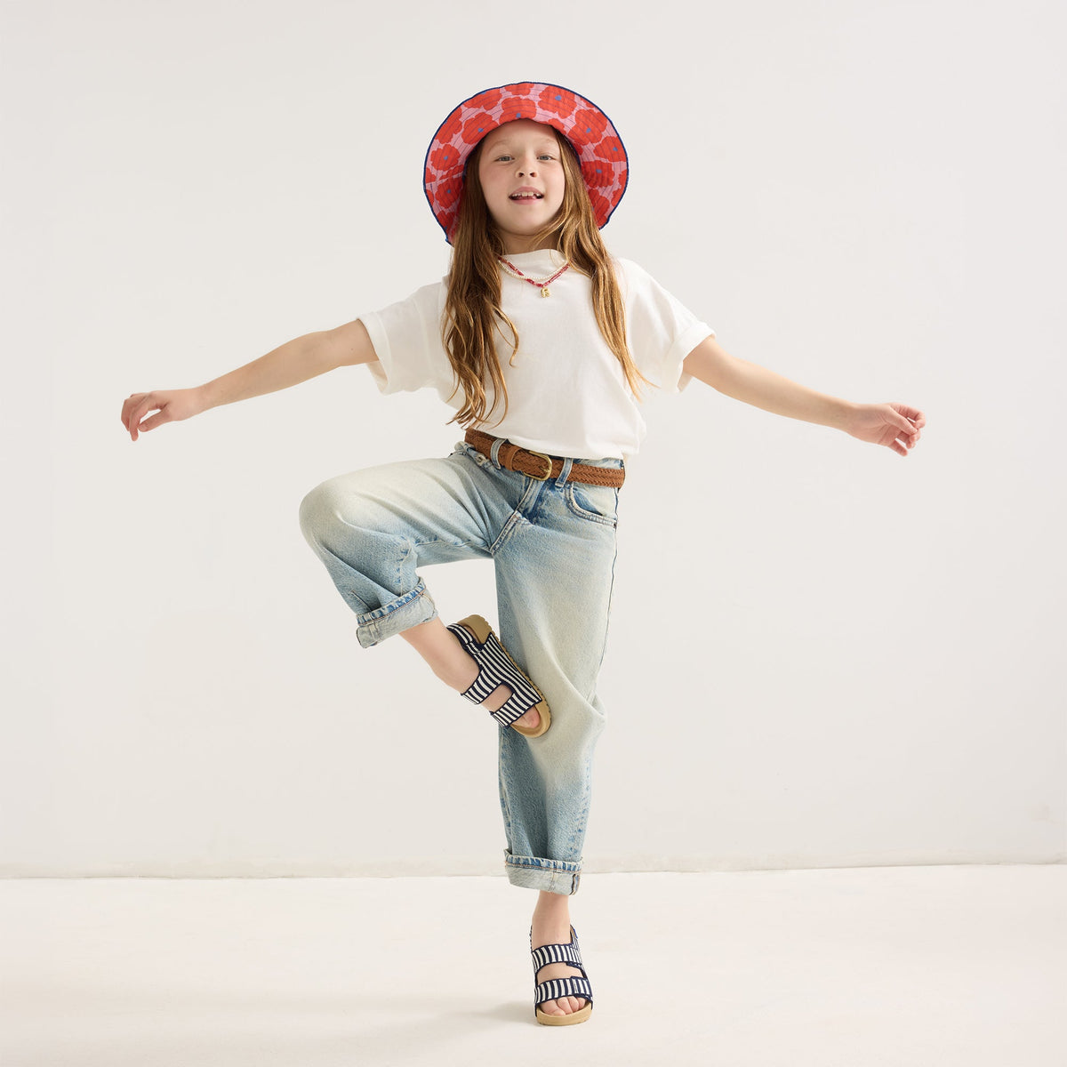 Rothys The Kids Double Strap Sandal in Sailor Stripes